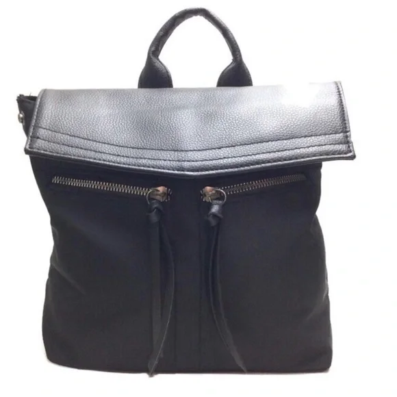 Botkier Black Nylon & Leather Flap Backpack Botkier New York Trigger Nylon/Leather Mini Backpack Color  main image 4